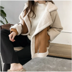 Lady Long Sleeve Plush Pocket Jacket