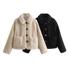 Womens Vintage Faux Shearling Jacket Coat