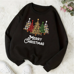 2 Pairs Long Sleeve Printing Casual Christmas Tree Letter Hoodies