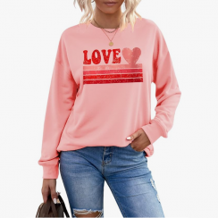 3 Pairs Valentines Day Love Heart Graphic Crewneck Pullover Lightweight Sweatshirt