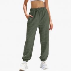 2 Pcs Comfy Waffle High Waisted Active Baggy Bottoms Jogger Pants